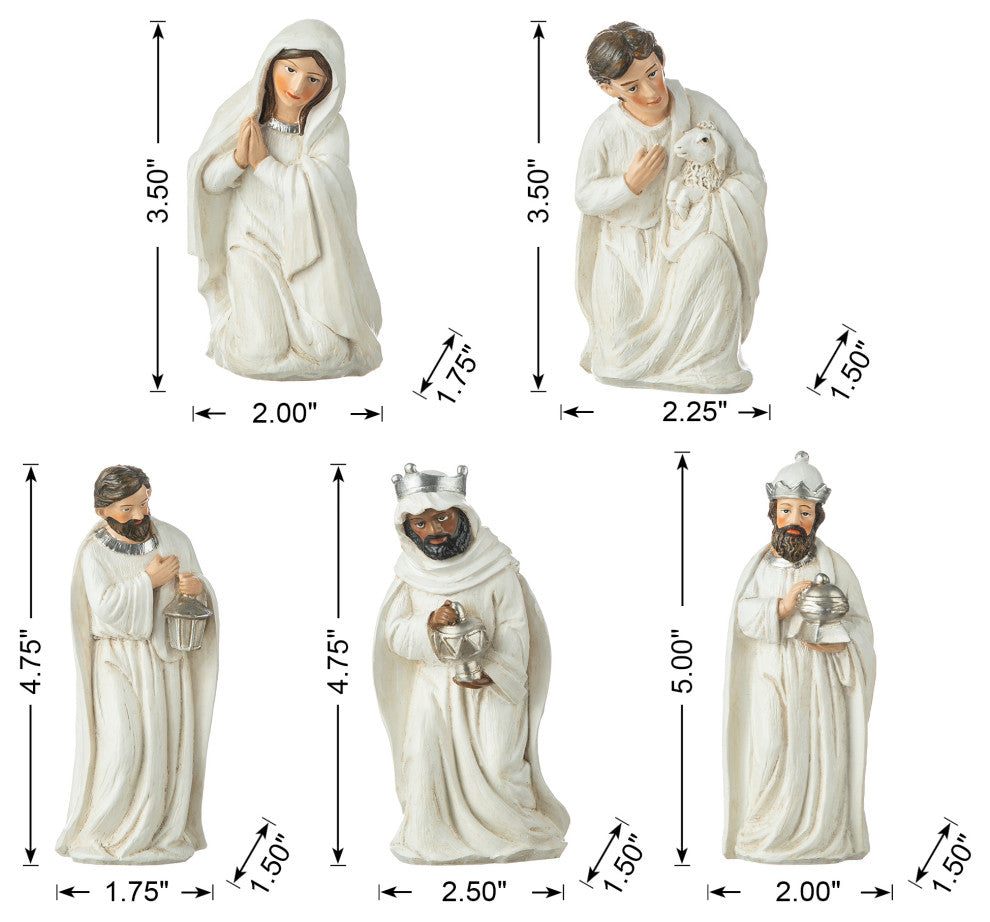 11-Piece Ivory Resin Nativity Figurine Set