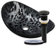 Novatto Tartaruga Oval Glass Vessel Sink and Drain, Matte Black