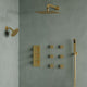 Dual Heads 12" Rain Shower System With 3 Way Thermostatic Faucet,Body Jets, Brushed Gold