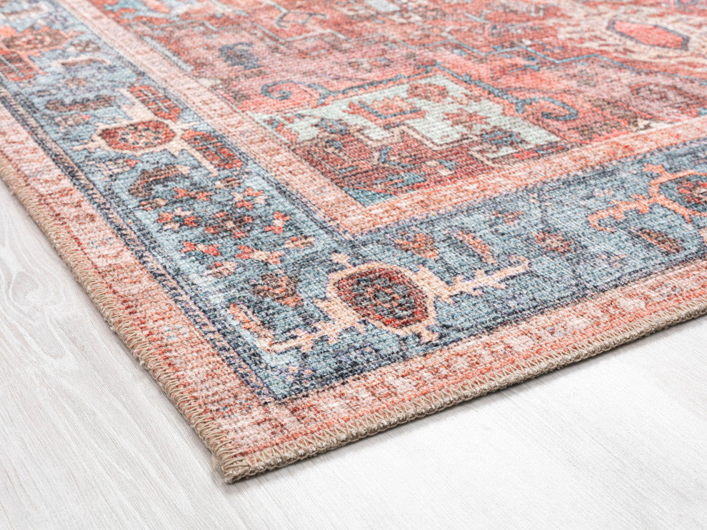 Vera Collection Lt Blue 7'6" x 10' Rectangle Residential Indoor Area Rug