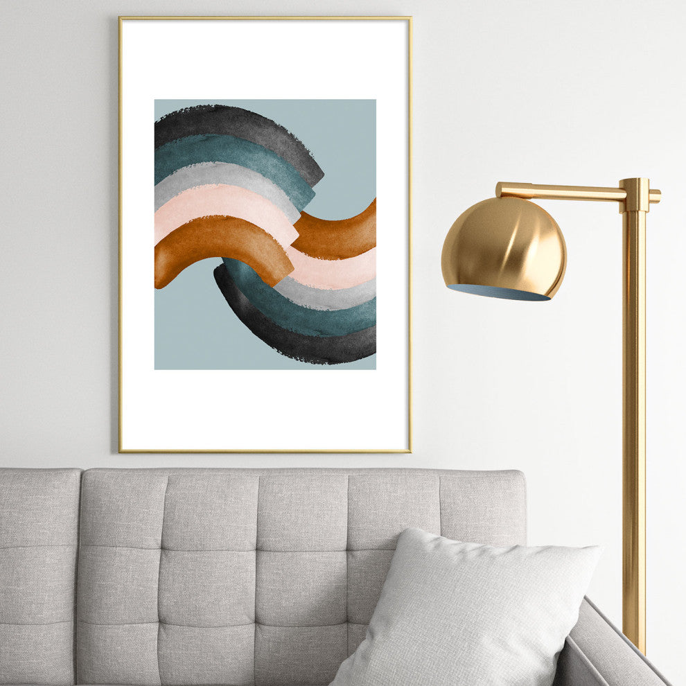 Gale Switzer Brushstroke rainbows teal Metal Framed Art Print