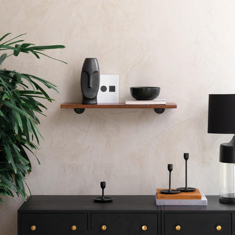 Bailey Wall Mounted Shelves, Walnut, 24"