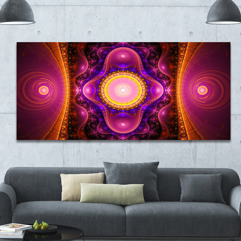 Pink Cryptical Fractal Design, Oversized Abstract Canvas Art Print, 60x28