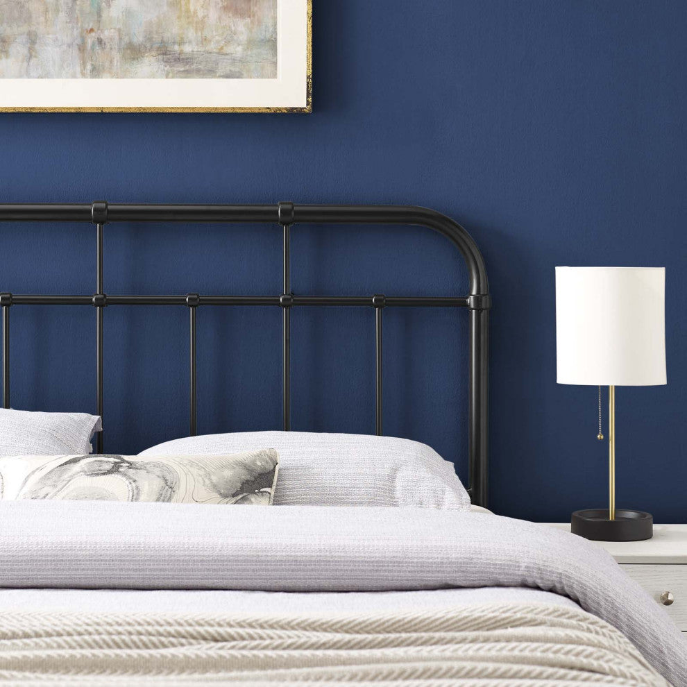 Headboard, King Size, Metal, Black, Modern Farmhouse, Bedroom Master Suite