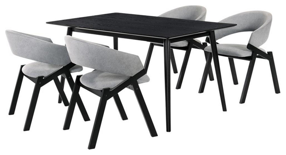 Armen Living Westmont and Talulah 5-Piece Modern Wood Dining Set in Gray/Black