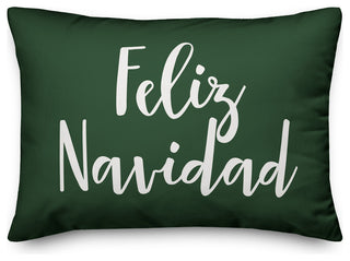 Feliz Navidad, Dark Green 14x20 Lumbar Pillow