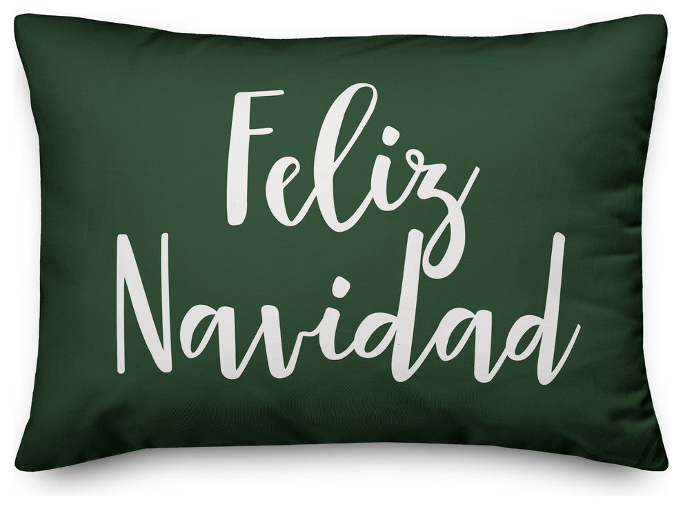 Feliz Navidad, Dark Green 14x20 Lumbar Pillow