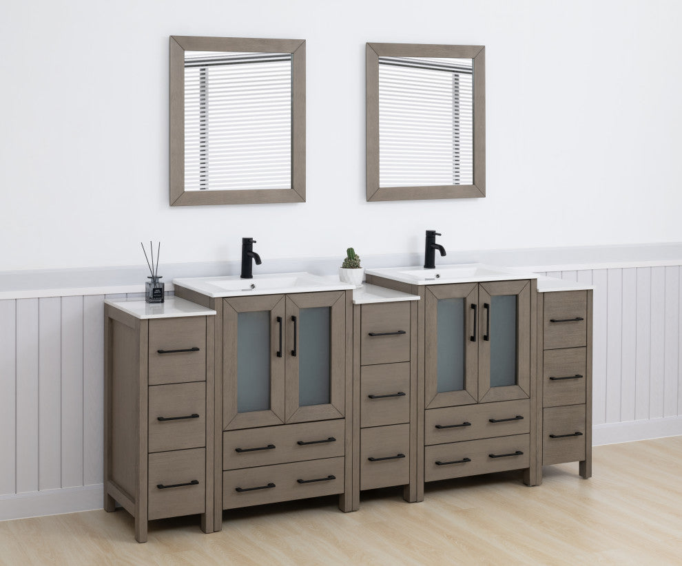 Vanity Art Freestanding Bathroom Vanity Set with Ceramic Top & Mirror