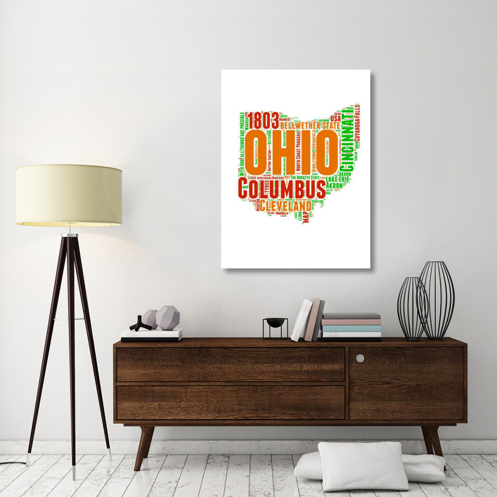 "Ohio Word Cloud Map" Fine Art Print