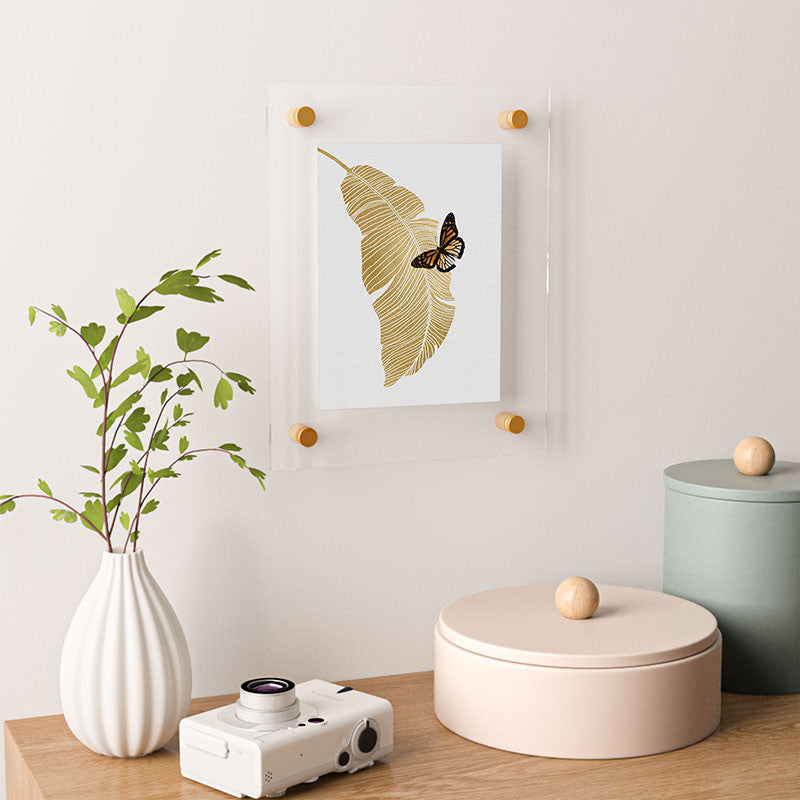 Orara Studio Butterfly and Palm Leaf Floating Acrylic Print