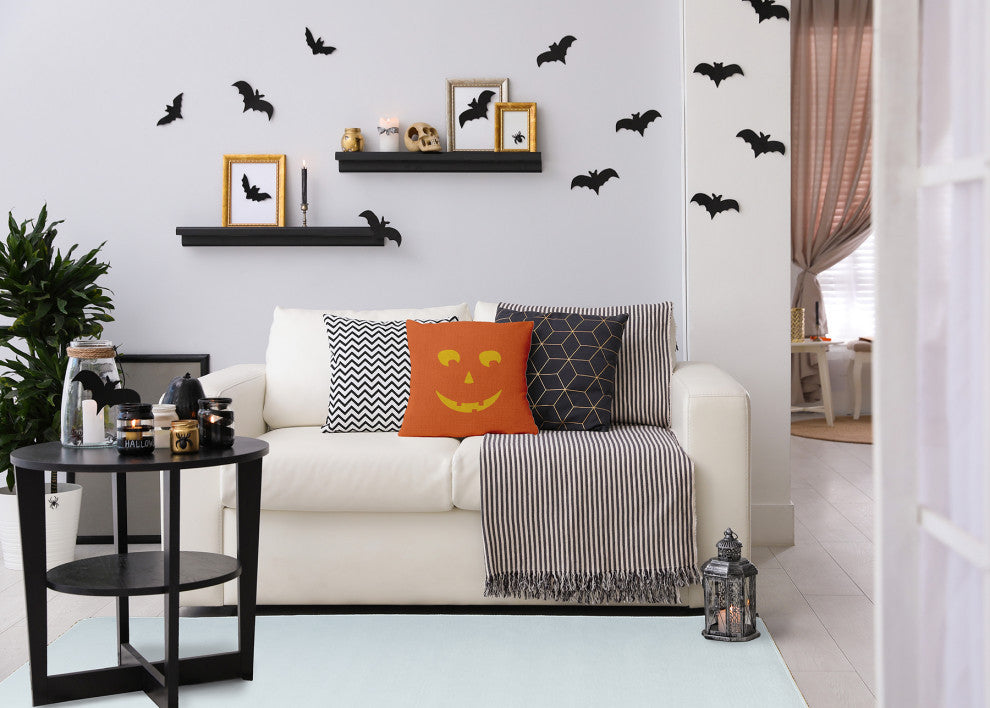 Halloween Jack-O-Lantern Right Accent Pillow, Nutmeg, 26"x26"