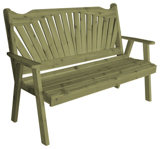 Pine Fanback Garden Bench, Linden Leaf Stain, 5 Foot