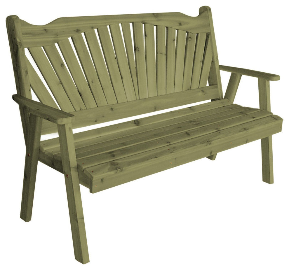 Pine Fanback Garden Bench, Linden Leaf Stain, 5 Foot