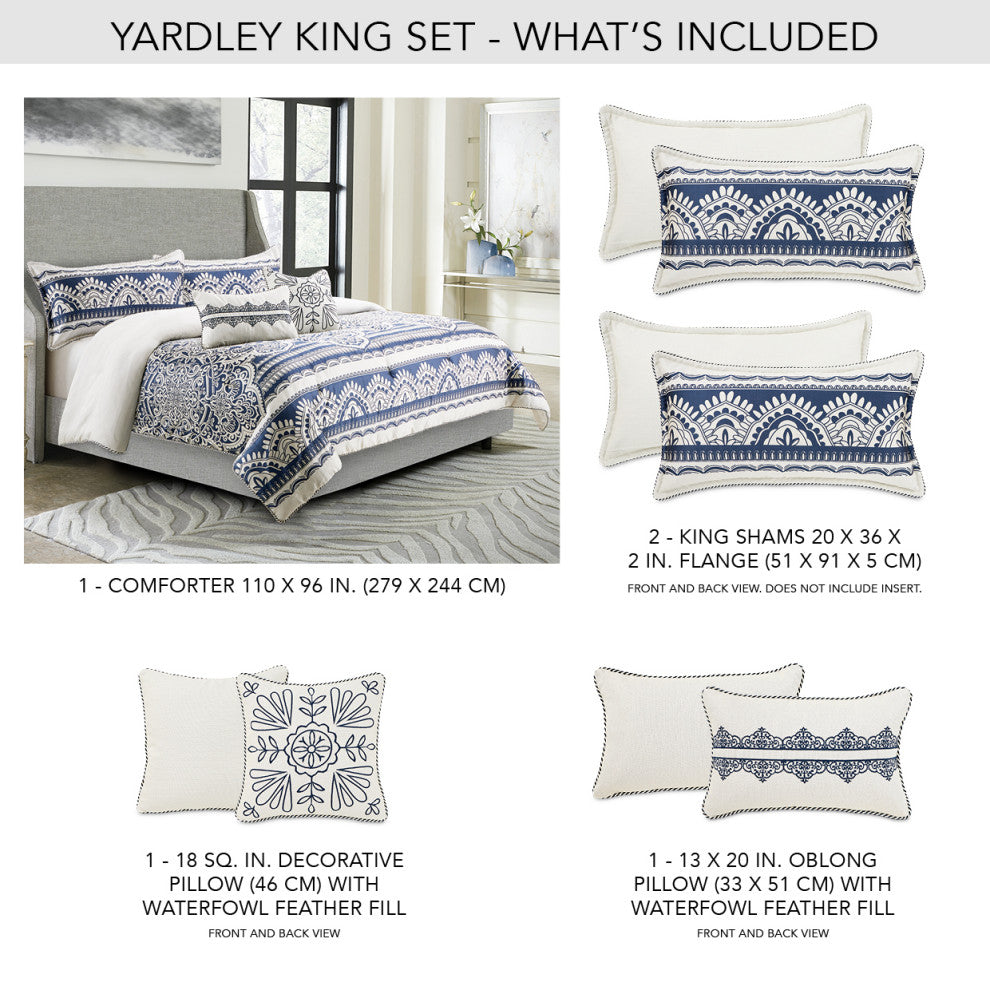 Yardley 5-Piece King Comforter Set Navy