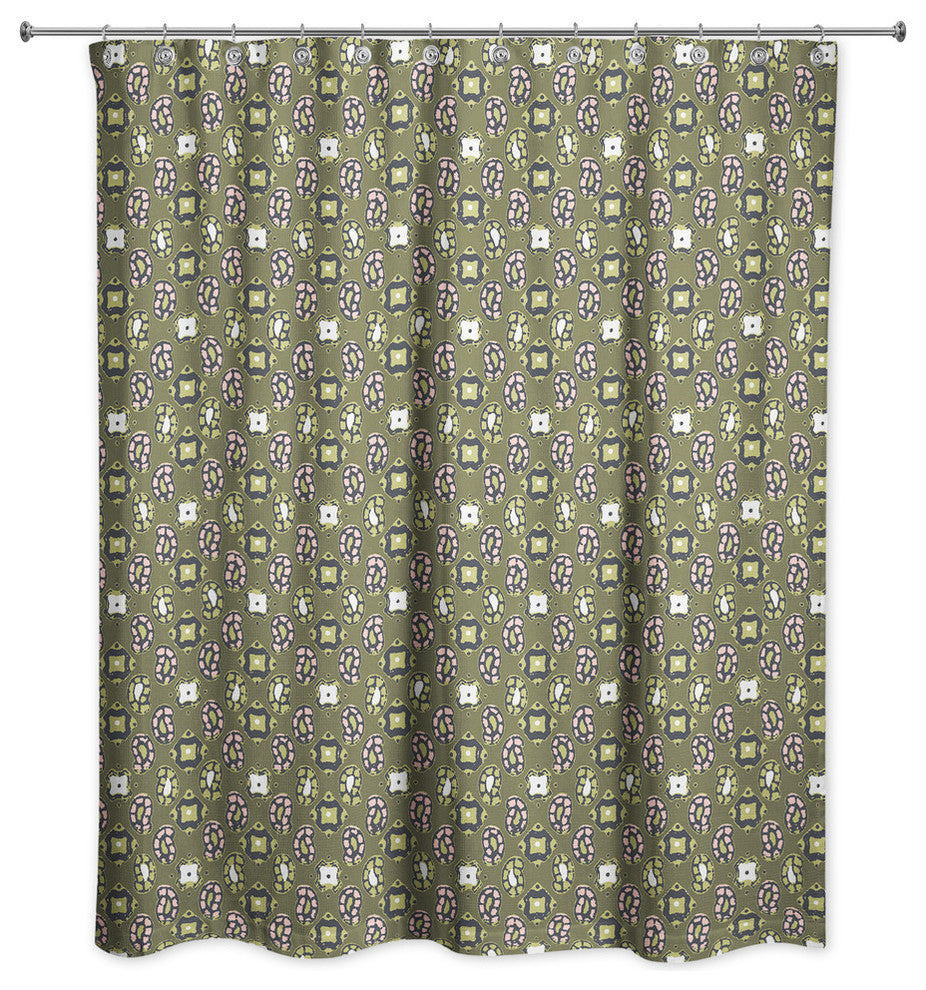 Tiny Paisley Pattern in Green Shower Curtain
