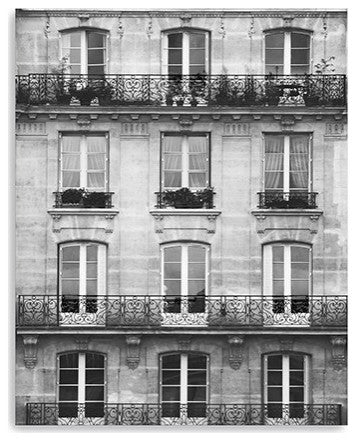 30" x 24" Balcony View Black and White Photo Real Canvas Wall Art