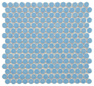 Penny Porcelain Mosaic Floor and Wall Tile, Light Blue, Sample