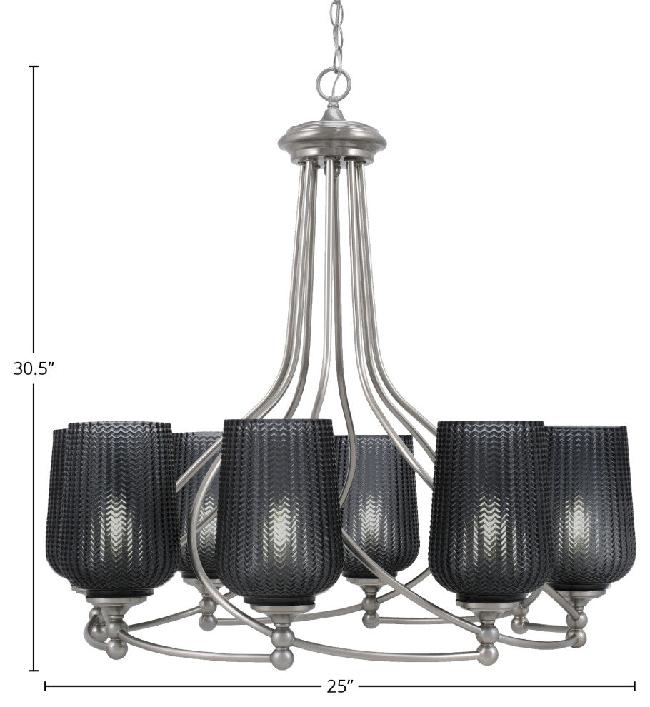 Capri 8-Light Chandelier, Brushed Nickel/Smoke Textured