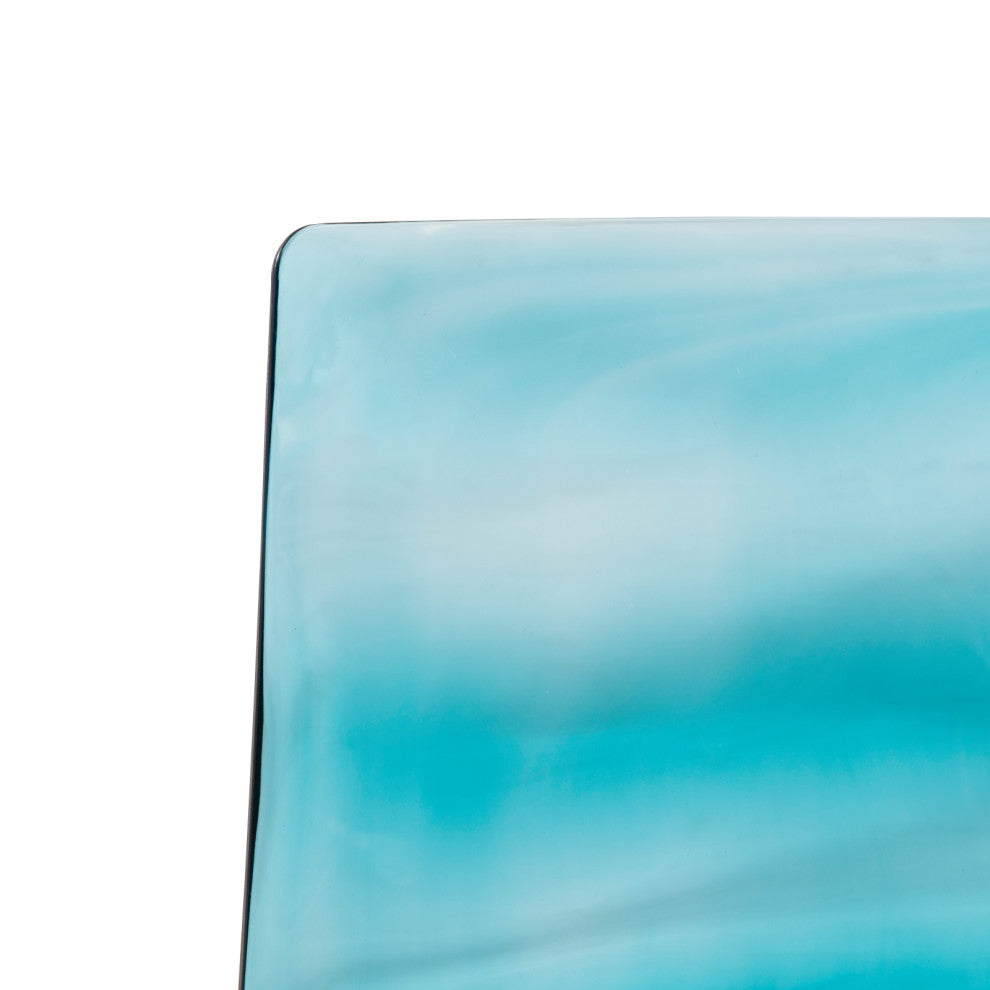 LeisureMod Modern Astor Plastic Dining Chair, Set of 2 Transparent Blue
