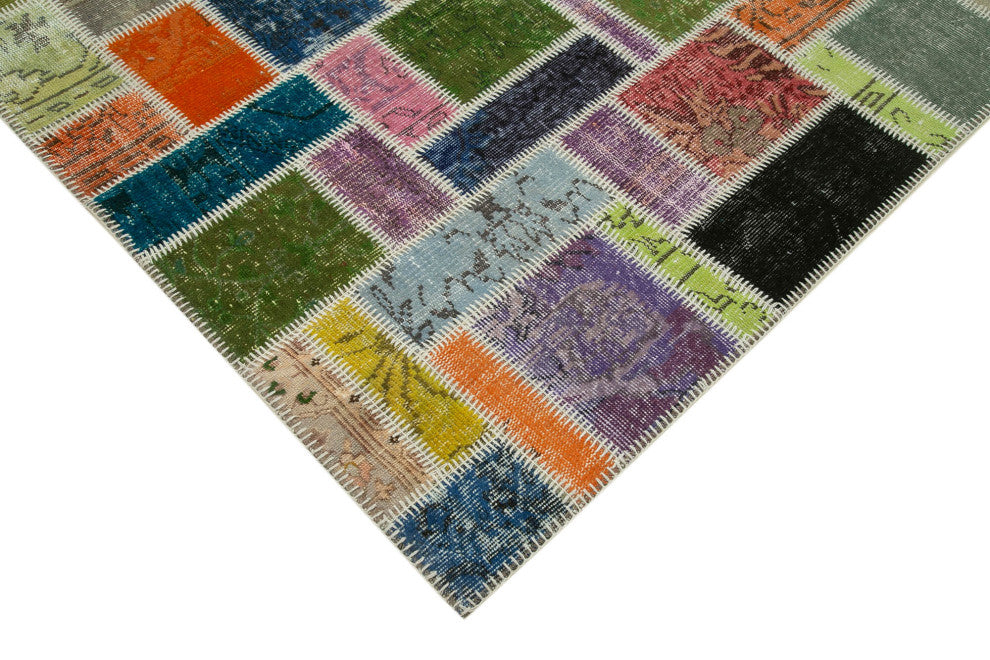 Rug N Carpet - Handmade Turkish 5' 5" x 8' 4" Low Pile  Patchwork Area Rug