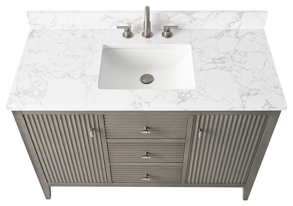 Vanity Art Freestanding Vanity, Driftwood Gray, 48", Single Sink, Brushed Nickel