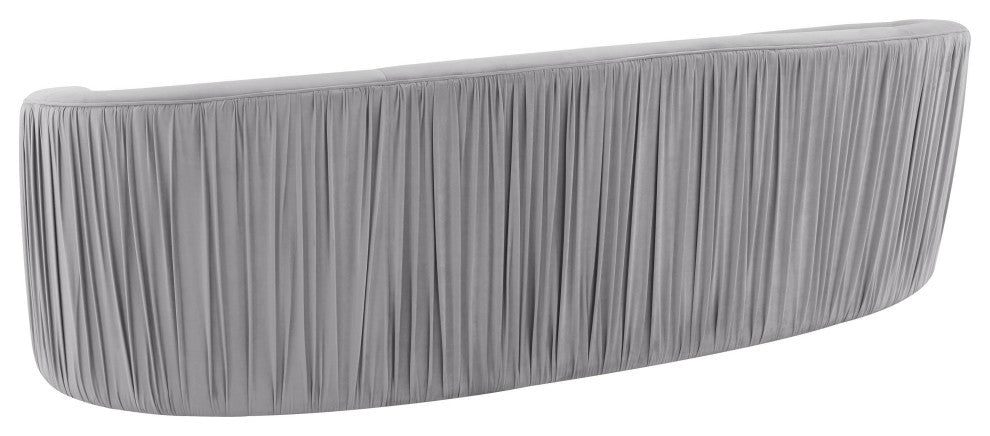 Valerie Pleated Light Gray Velvet Sofa
