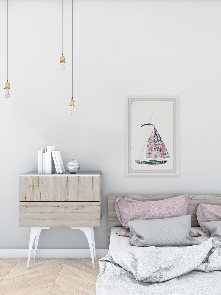 "Sailing Pink" Framed Painting Print, 12"x18"