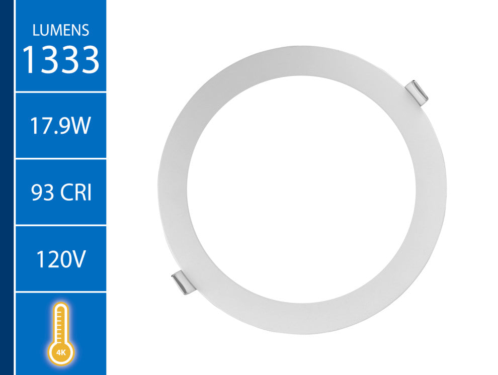 REL Series 8" Round White Canless LED Downlight, 4000K