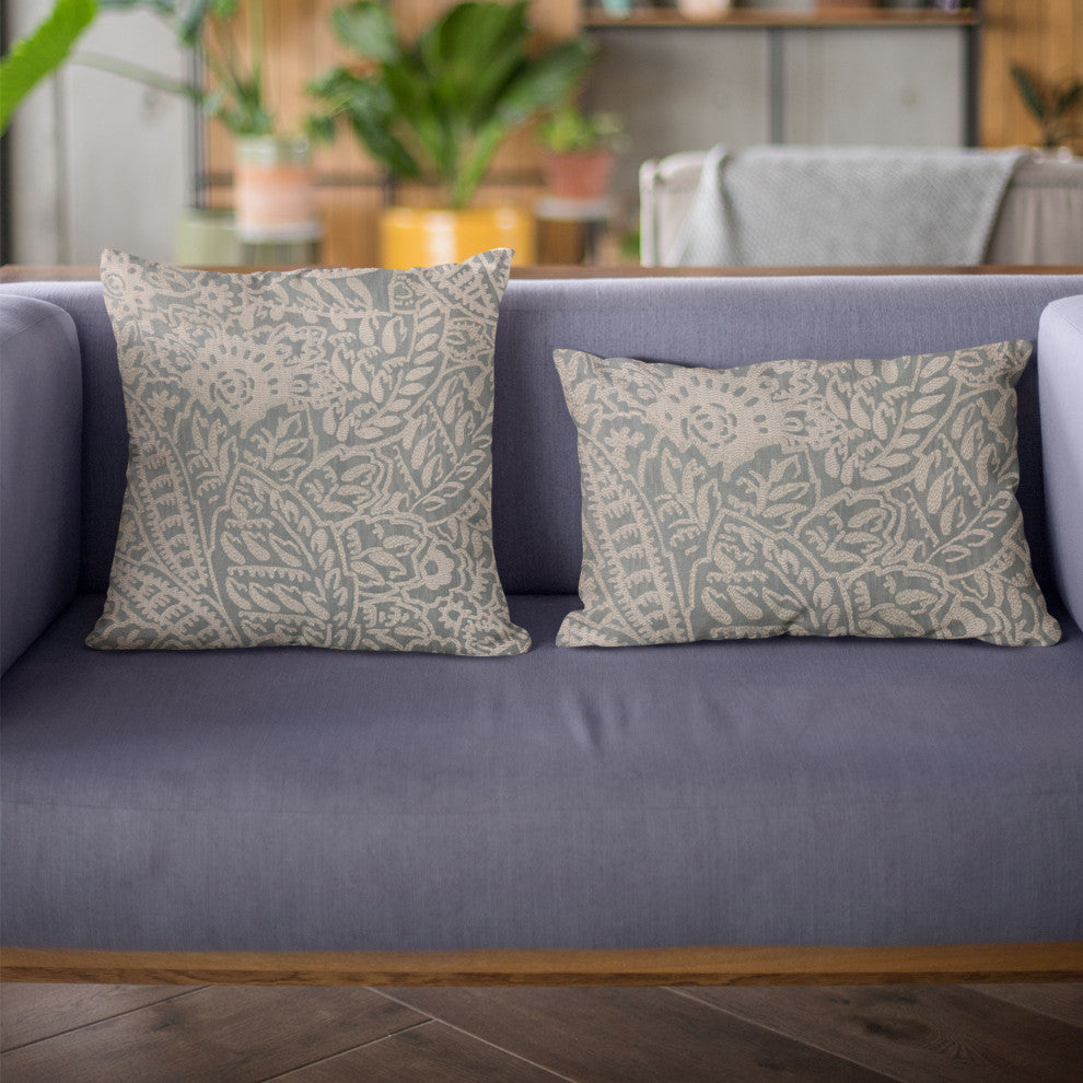 Plutus Gray Festive Jacquard Luxury Throw Pillow, 20"x20"
