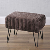Serenta Super Mink Ottoman, Chocolate, 19''x13''x17''