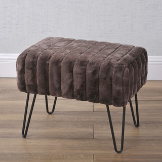 Serenta Super Mink Ottoman, Chocolate, 19''x13''x17''