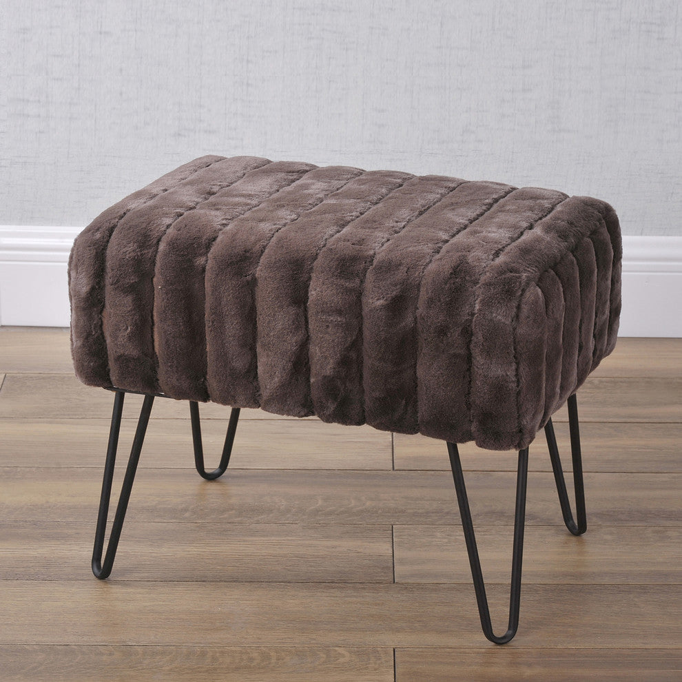 Serenta Super Mink Ottoman, Chocolate, 19''x13''x17''