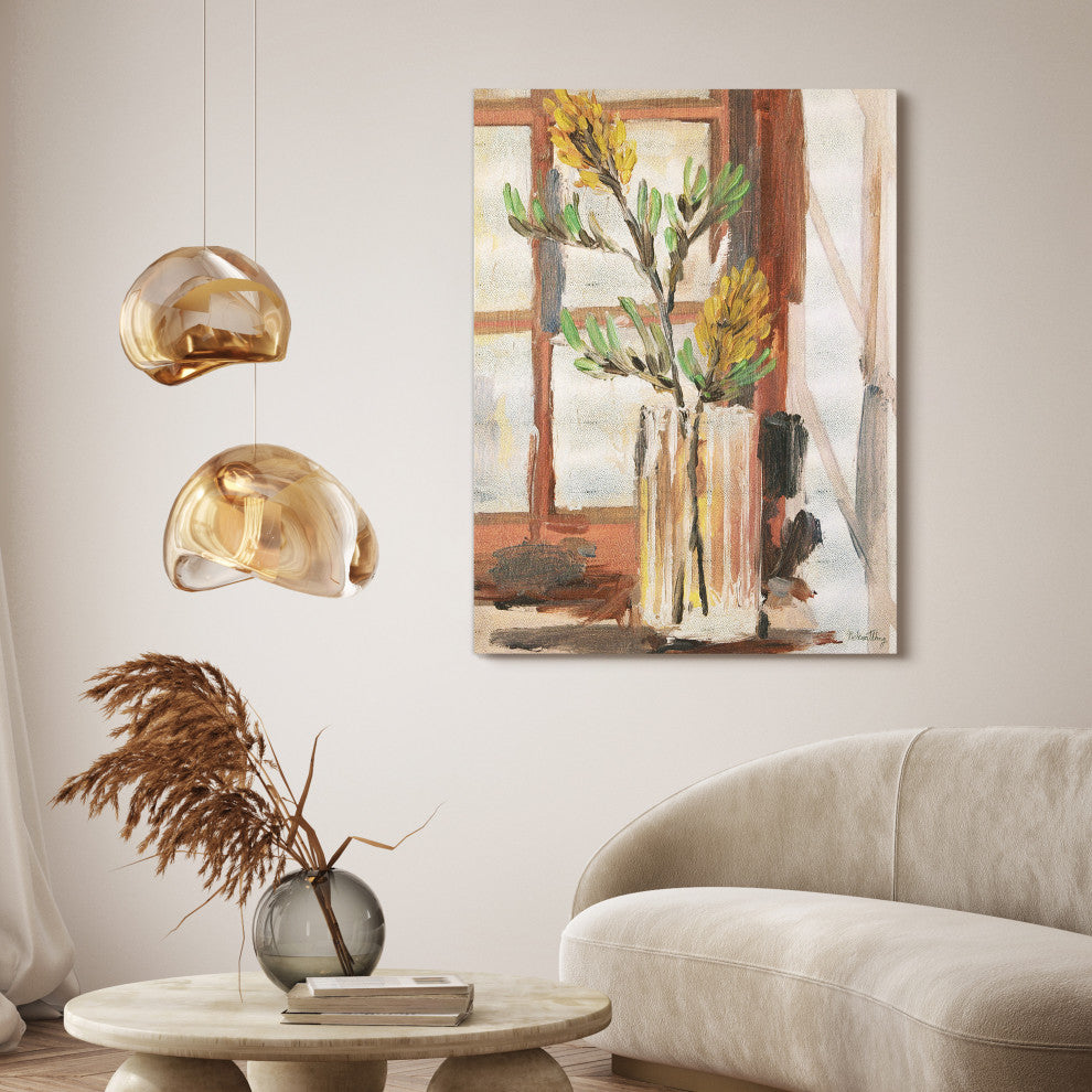 Timeless Serenity II" Gold Metallic Shagreen Wrapped Canvas Wall Art 48"x36"