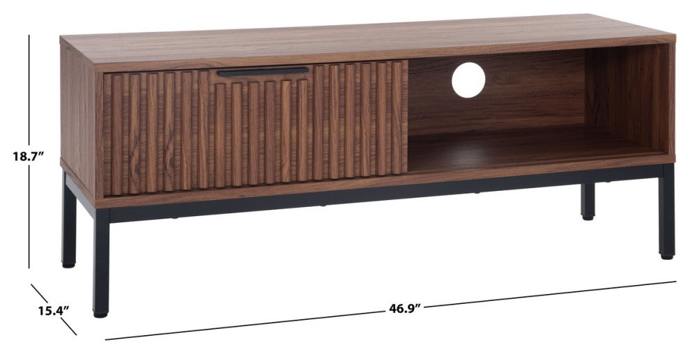 Safavieh Lylia 1 Door Media Stand, Walnut/Black