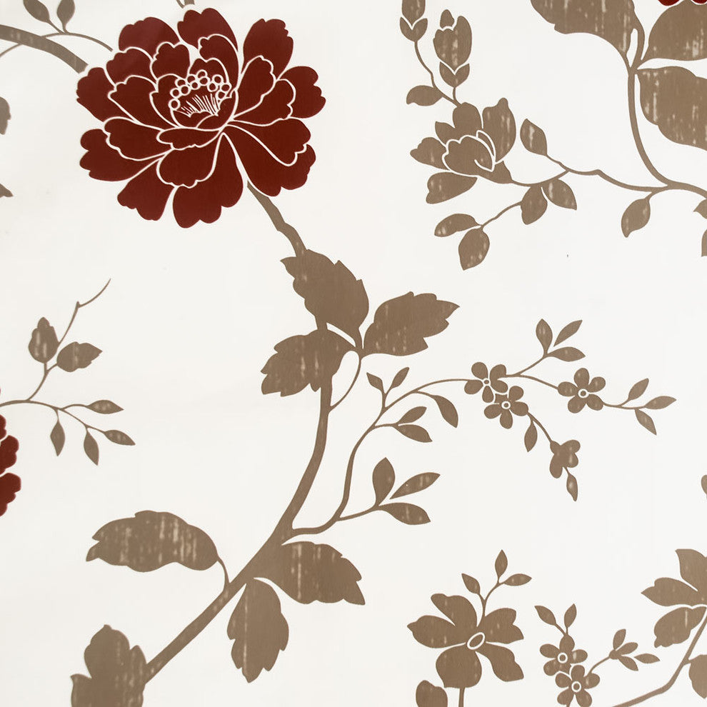 Crimson Peony-1 - Vinyl Self-Adhesive Wallpaper Prepasted Wall Decor (Roll)