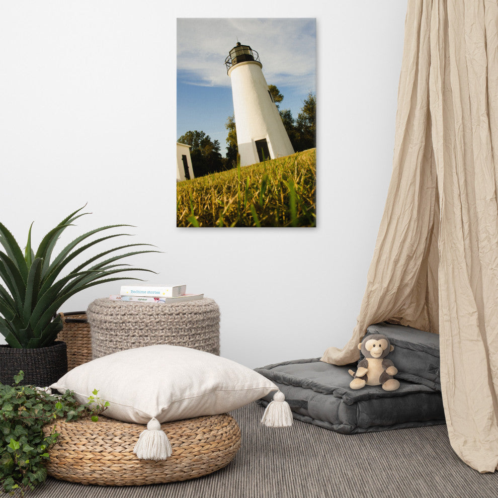 Turkey Point Lighthouse Coastal Landscape Photography Canvas Wall Art, 24" X 36"