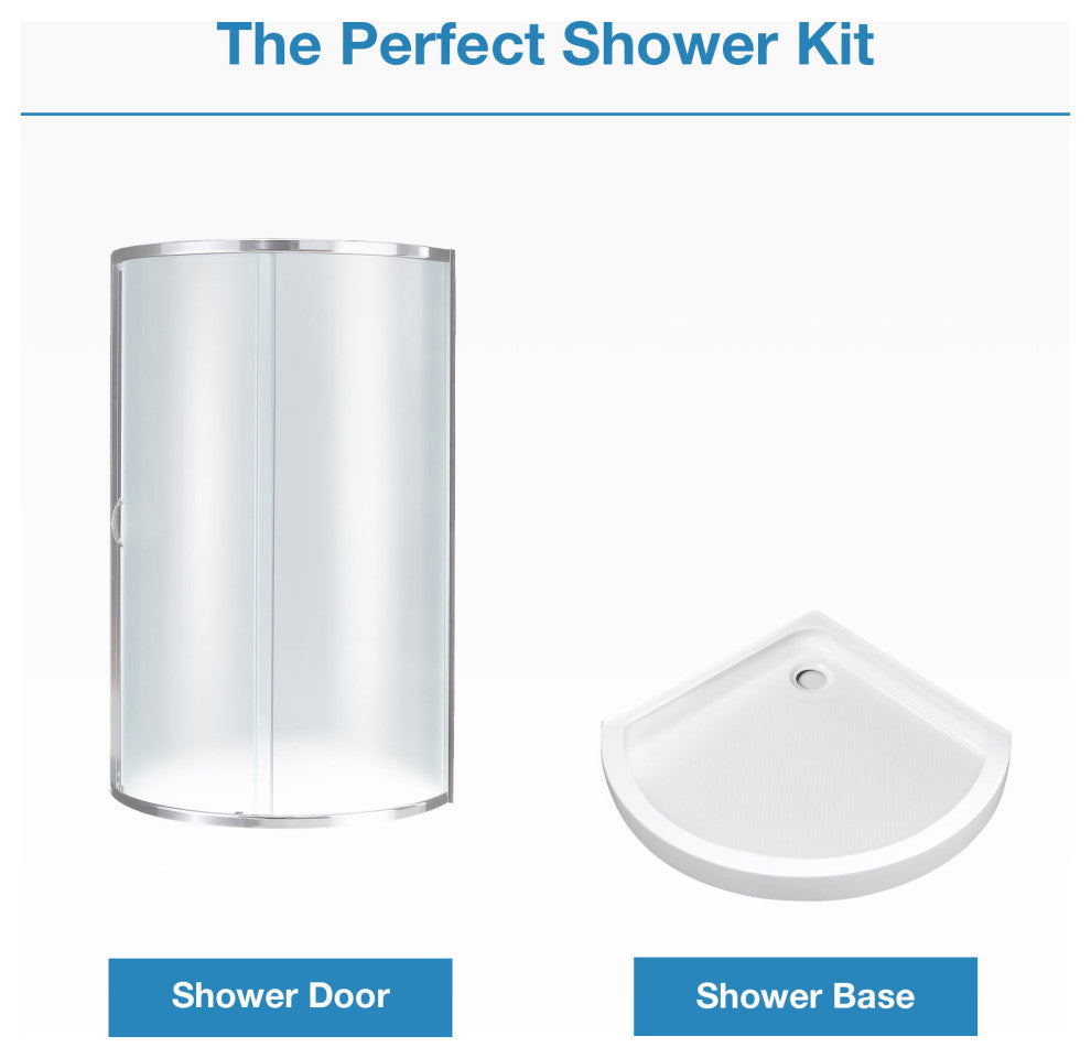 Ove Decors Breeze Shower Kit, Frosted Panels and Base, Chrome, 34"