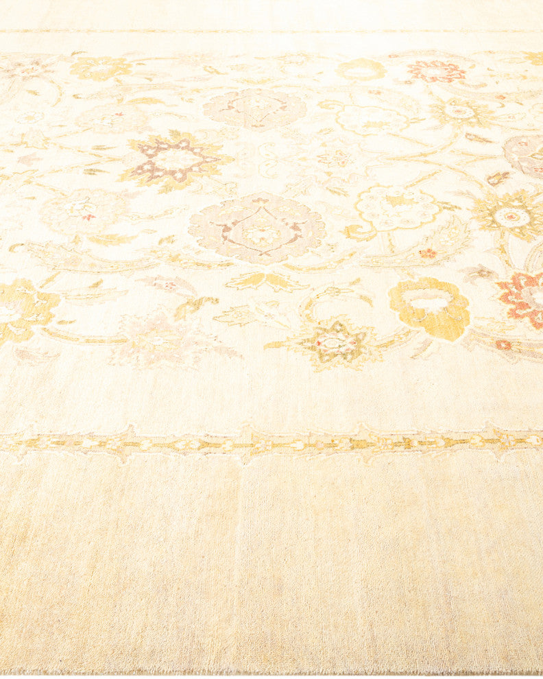 Eclectic, One-of-a-Kind Hand-Knotted Area Rug Ivory, 9' 1" x 12' 1"