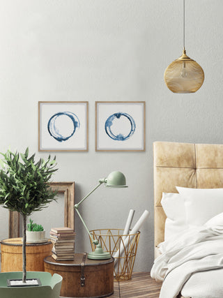 Blue Flash Diptych, Set of 2, 24x24 Panels