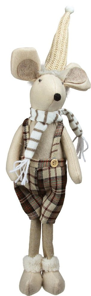 17" Standing Boy Mouse in Plaid Dress Christmas Table Top Figure