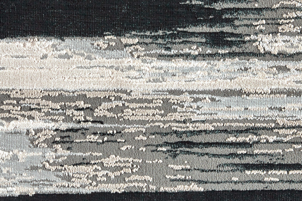 Orin R3338 Modern/Industrial Rug, Black/Silver, 13'x20'