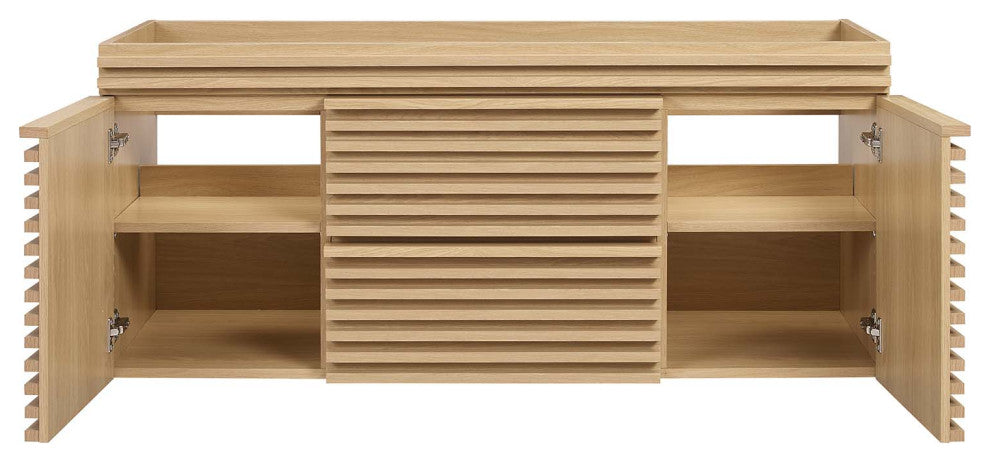 Render 48" Wall-Mount Bathroom Vanity Cabinet, Oak