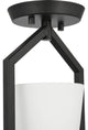 Vertex Collection One-Light Matte Black Etched White Semi-Flush Mount Light