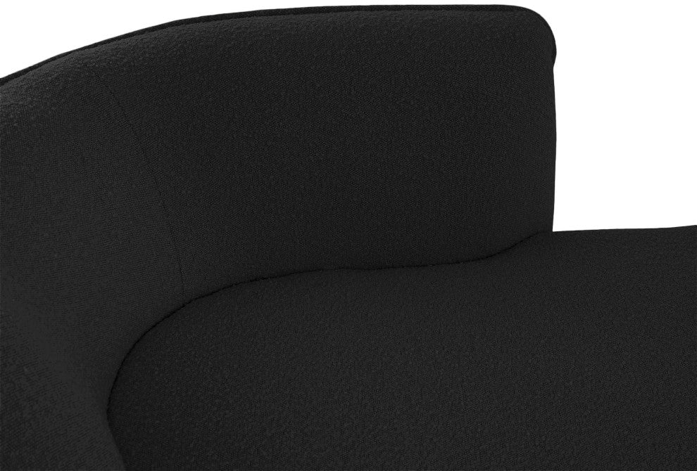 Hilton Boucle Fabric Upholstered Chaise Lounge, Black