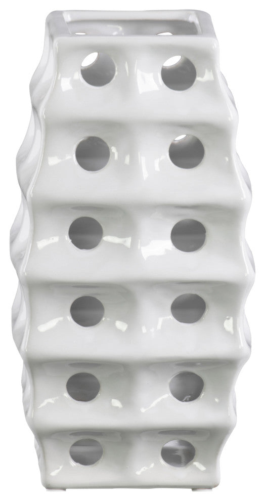Ceramic Vase, Polished Chrome White, Large