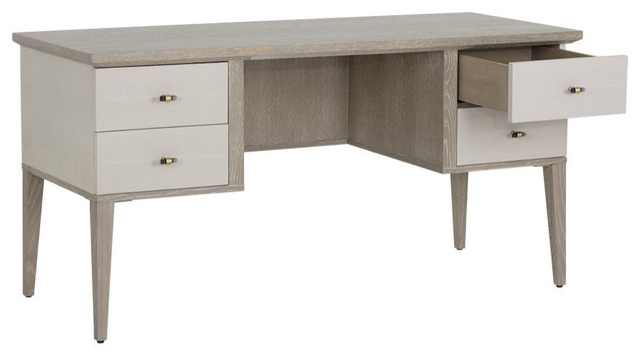 Pattinson Desk, White Ceruse, Cream Shagreen
