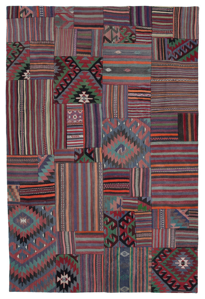 Rug N Carpet - Handmade Oriental 6' 8'' x 9' 10'' Rustic Patchwork Kilim Rug
