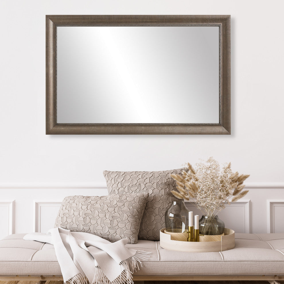 Ventura Framed Wall Mirror, Pewter, 22"x30"