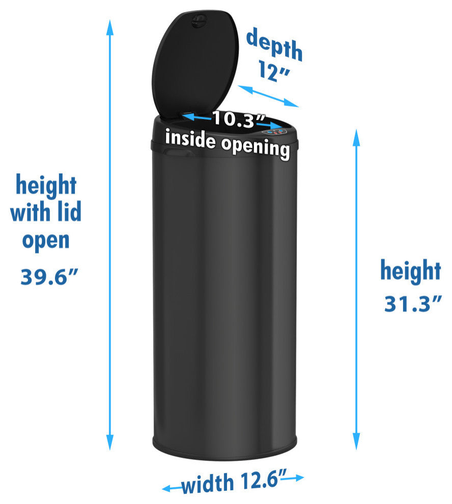 iTouchless Sensor Trash Can with AbsorbX Odor Filter, Black, 13 Gallon