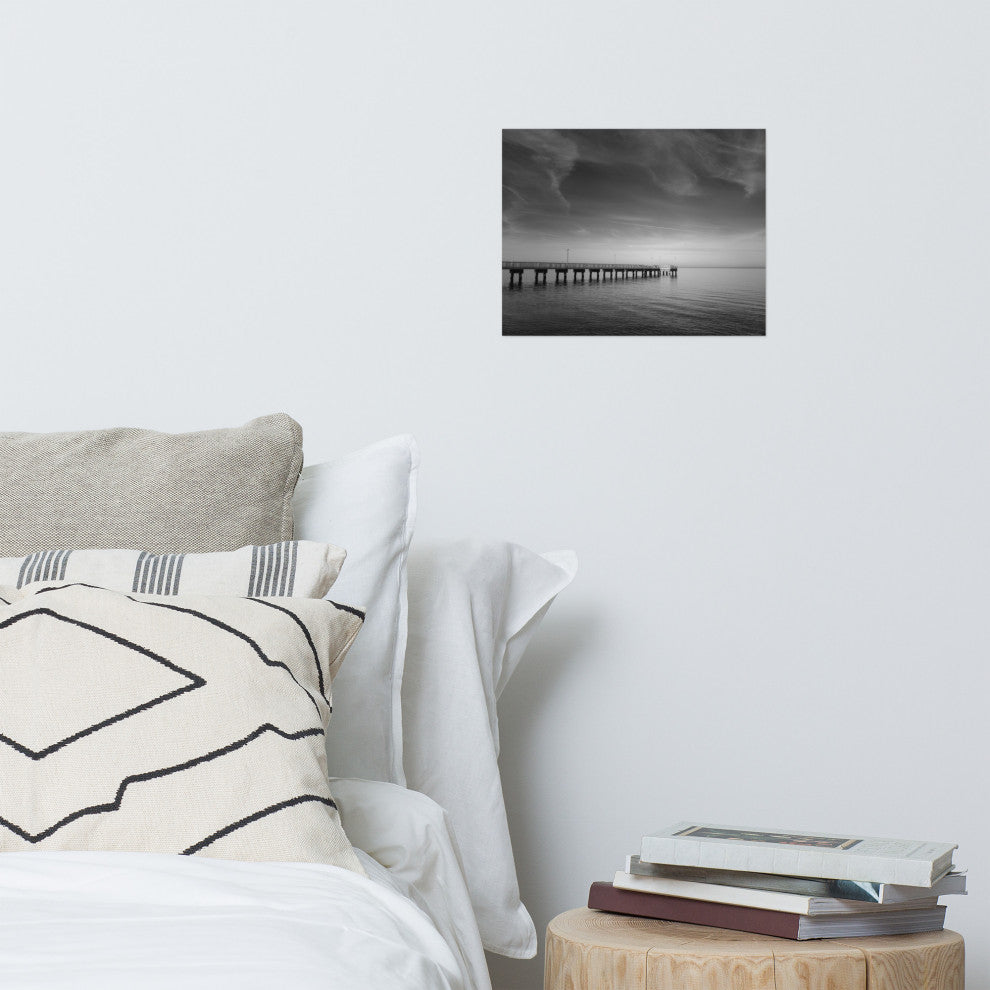 End of the Pier Landscape Photo, Beach Unframed Wall Art Print, 11" X 14"
